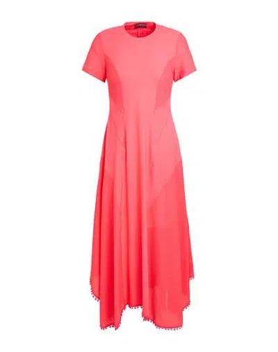 High Woman Midi Dress Coral Size 12 Nylon, Elastane In Red