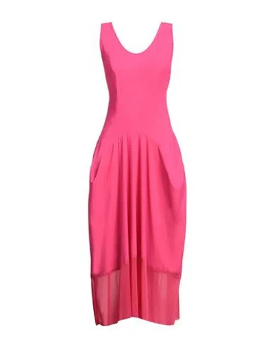 High Woman Midi Dress Fuchsia Size 10 Nylon, Elastane In Pink