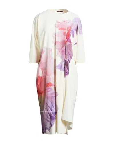 High Woman Midi Dress Ivory Size 10 Nylon, Elastane In White