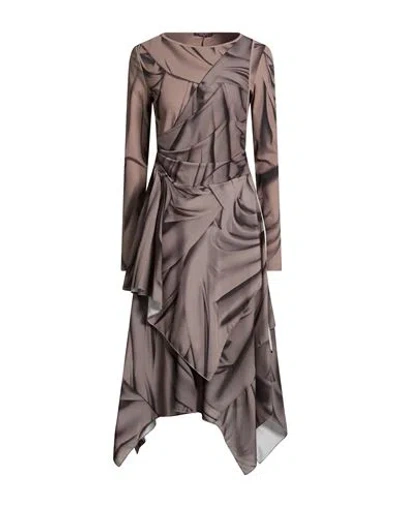 High Woman Midi Dress Khaki Size 12 Polyester, Nylon, Elastane In Multi