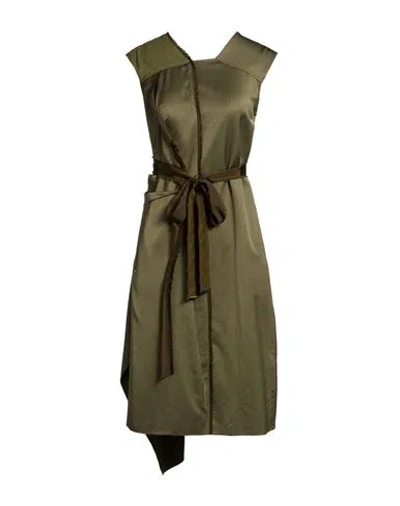 High Woman Midi Dress Military Green Size 10 Rayon, Virgin Wool, Elastane