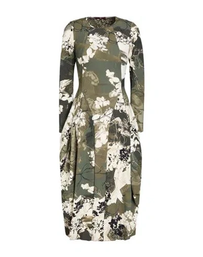 High Woman Midi Dress Military Green Size 12 Nylon, Elastane