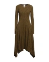 High Tech Woman Midi Dress Military Green Size 12 Nylon, Elastane
