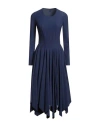 High Woman Midi Dress Navy Size 12 Nylon, Polyester In Blue