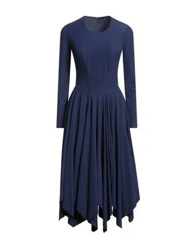 High Woman Midi Dress Navy Size 12 Nylon, Polyester In Blue