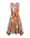 High Woman Midi Dress Orange Size 8 Cotton In Orange
