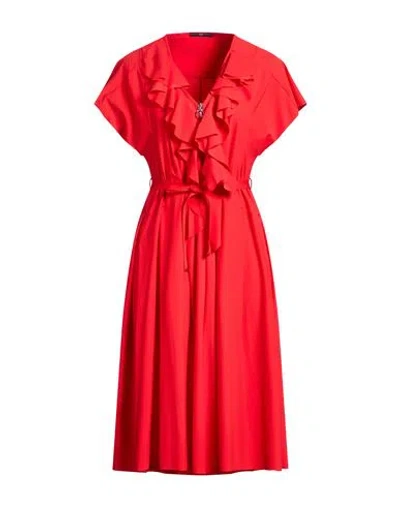 High Woman Midi Dress Red Size 12 Nylon, Elastane