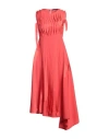 High Woman Midi Dress Tomato Red Size 12 Polyester In Tomato Red