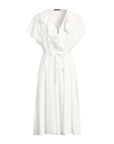 High Woman Midi Dress White Size 10 Nylon, Elastane