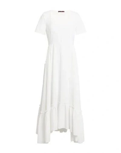 High Woman Midi Dress White Size 6 Nylon, Elastane