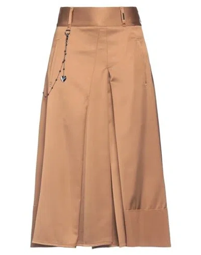 High Woman Midi Skirt Camel Size 12 Rayon, Viscose, Elastane In Beige