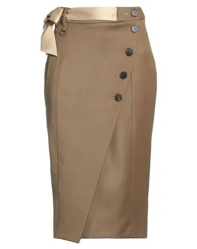 High Woman Midi Skirt Camel Size 2 Virgin Wool, Polyester, Elastane In Beige
