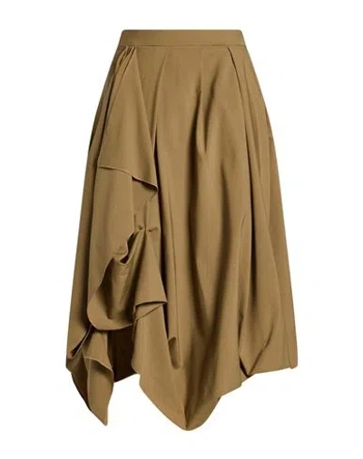 High Woman Midi Skirt Khaki Size 2 Virgin Wool, Elastane In Beige