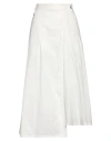 High Woman Midi Skirt White Size 12 Cotton, Elastane In White