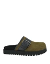 High Woman Mules & Clogs Military Green Size 7 Leather In Green