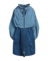 High Woman Overcoat & Trench Coat Blue Size 14 Cotton, Nylon