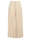 High Woman Pants Beige Size 10 Polyester, Elastane In Beige