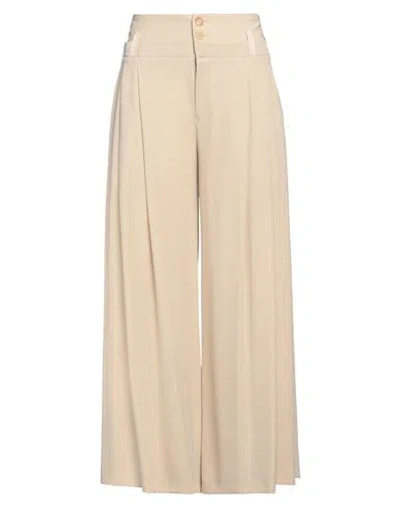 High Woman Pants Beige Size 10 Polyester, Elastane