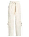 High Woman Pants Beige Size 12 Cotton In Beige