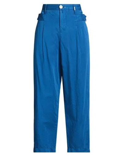 High Woman Pants Blue Size 6 Cotton, Linen