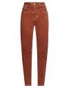 High Woman Pants Brown Size 10 Cotton, Elastane In Brown