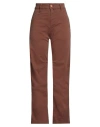 High Woman Pants Brown Size 8 Cotton, Elastane