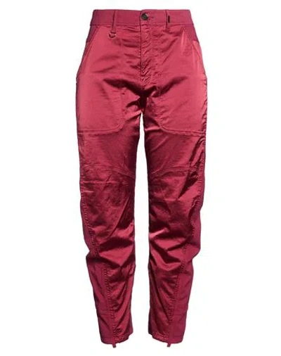 High Woman Pants Burgundy Size 10 Cotton, Rayon, Elastane In Red