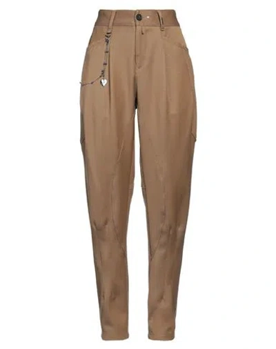 High Woman Pants Camel Size 12 Virgin Wool In Beige