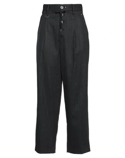 High Woman Pants Charcoal Size 8 Wool, Cotton, Nylon, Elastane In Grey
