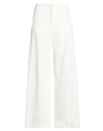 High Woman Pants Cream Size 10 Polyester, Rayon, Elastane In White