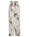 High Woman Pants Cream Size 12 Silk In White