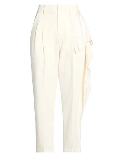 High Woman Pants Cream Size 6 Polyester, Rayon, Elastane In White