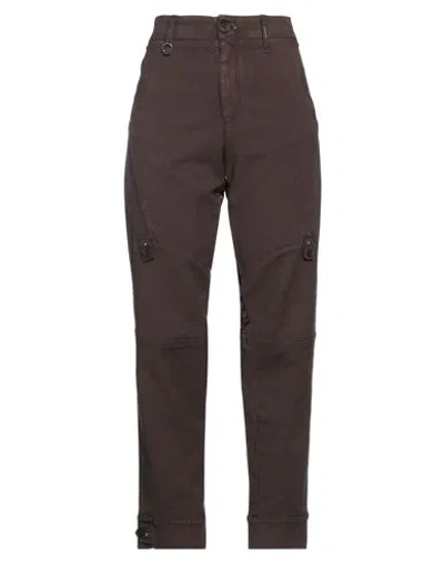 High Woman Pants Dark Brown Size 12 Cotton, Elastane, Rayon