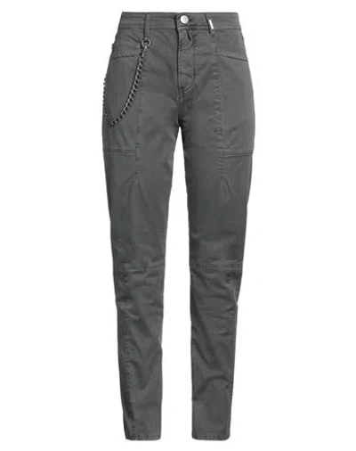 High Woman Pants Grey Size 10 Cotton, Elastane