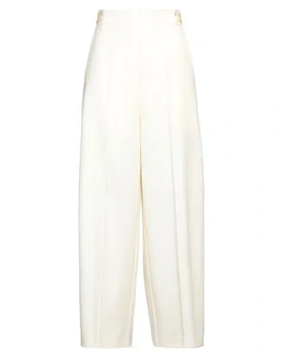 High Woman Pants Ivory Size 12 Virgin Wool, Polyester, Elastane In White