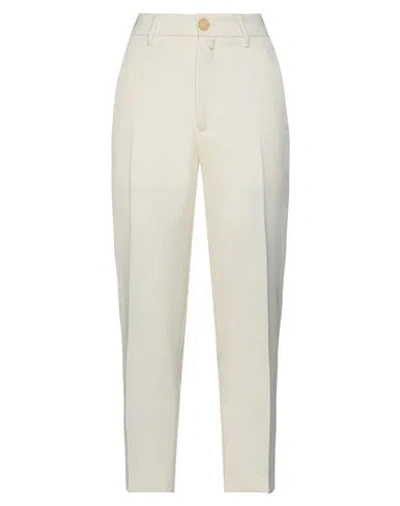 High Woman Pants Ivory Size 10 Virgin Wool In White
