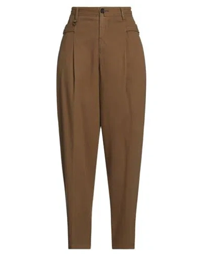 High Woman Pants Khaki Size 10 Cotton, Cashmere, Elastane In Beige