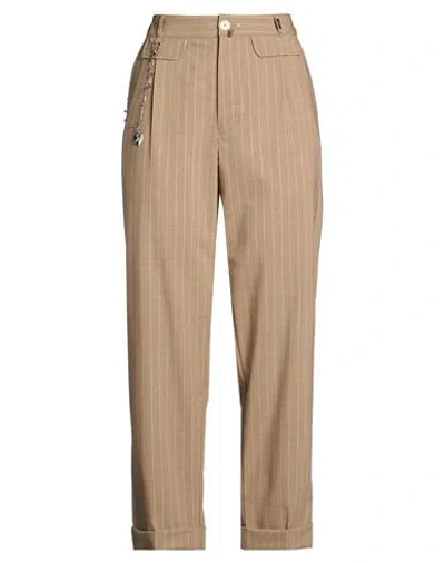 High Woman Pants Light Brown Size 12 Virgin Wool, Elastane