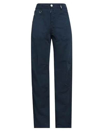 High Woman Pants Midnight Blue Size 8 Cotton, Linen