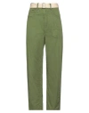 High Woman Pants Military Green Size 6 Cotton, Linen In Green
