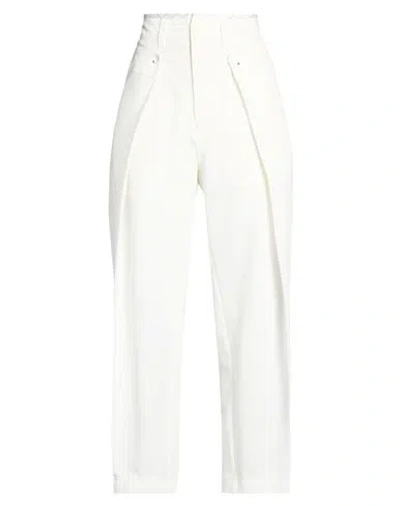 High Woman Pants Off White Size 10 Polyester, Rayon, Elastane, Acetate