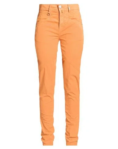 High Woman Pants Orange Size 12 Cotton, Linen, Elastane