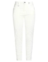 High Woman Pants Pastel Yellow Size 10 Cotton, Modal, Elastane In White