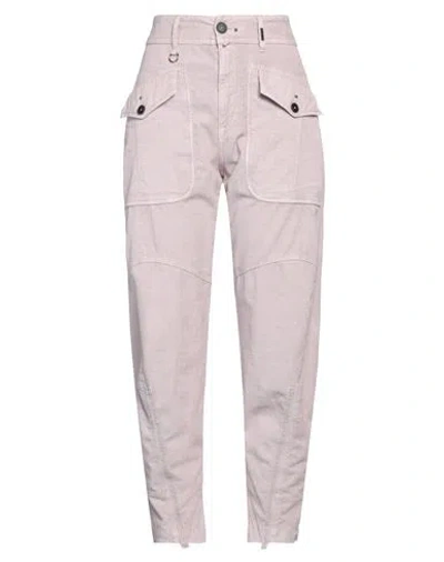 High Woman Pants Pink Size 8 Cotton, Linen, Elastane