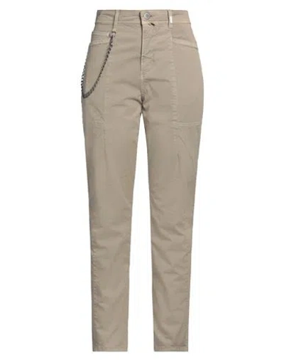 HIGH HIGH WOMAN PANTS SAND SIZE 12 COTTON, ELASTANE