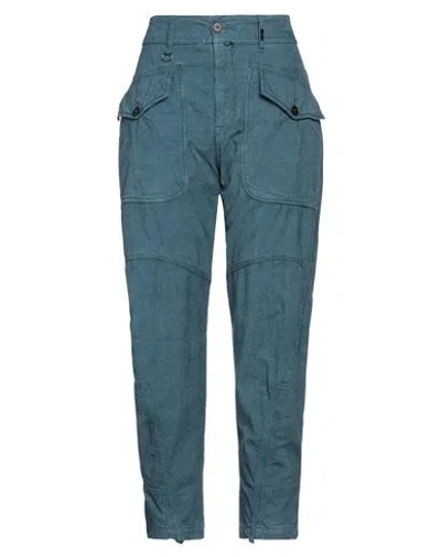 High Woman Pants Slate Blue Size 8 Cotton, Linen, Elastane