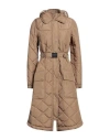 High Woman Down Jacket Camel Size 14 Polyester In Beige