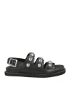 High Woman Sandals Black Size 8 Leather In Black