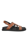 High Woman Sandals Tan Size 8 Leather In Brown