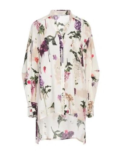 High Woman Shirt Cream Size 10 Silk In White